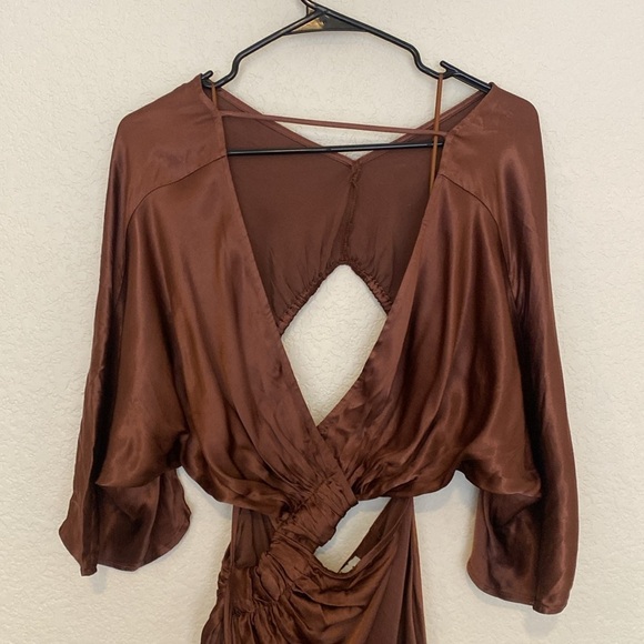 SUBOO Tate Satin Front Cross Draped Maxi Dress Small - Picture 8 of 12